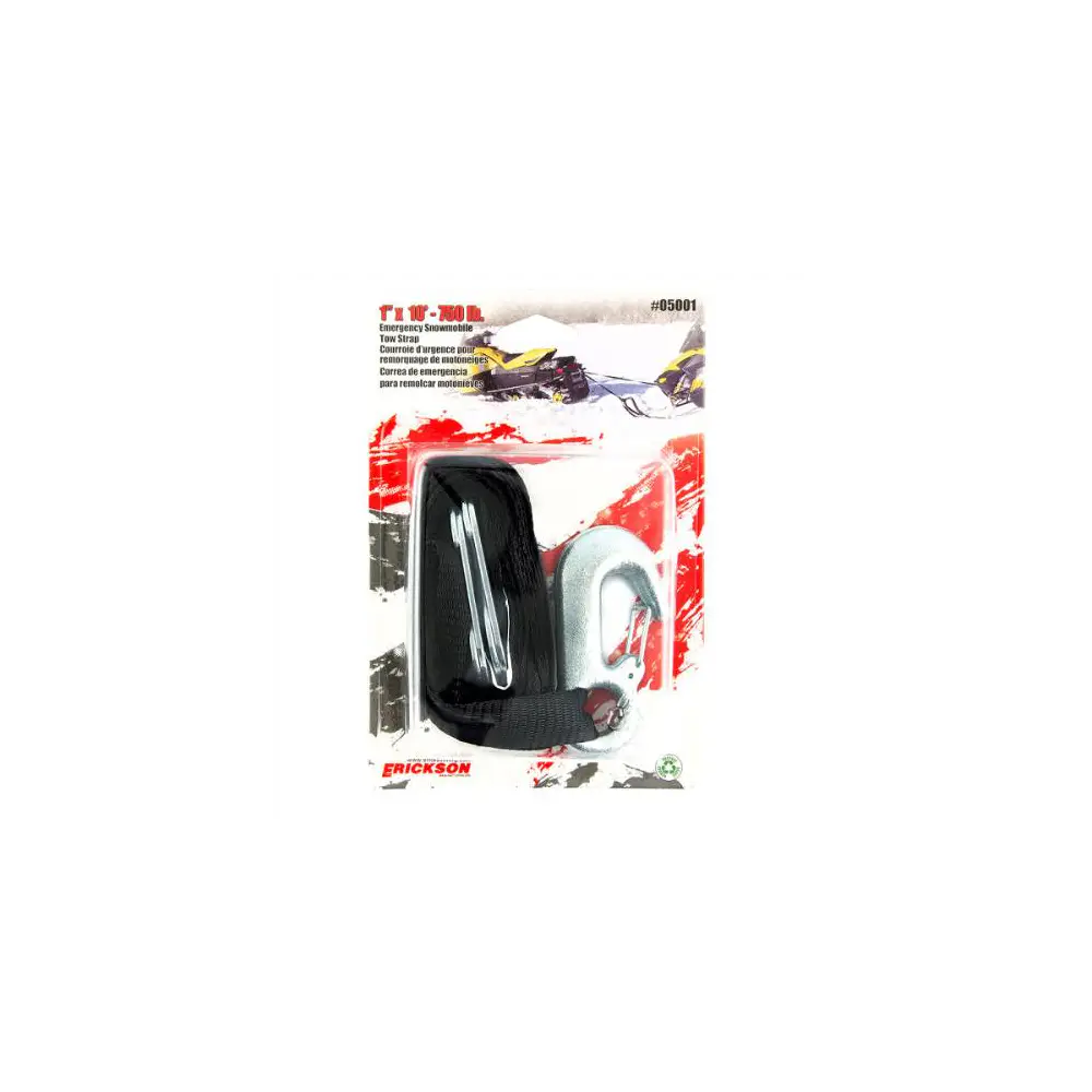 1"x10' - 750 lb Emergency Snowmobile Tow Strap - Black - ERI05001